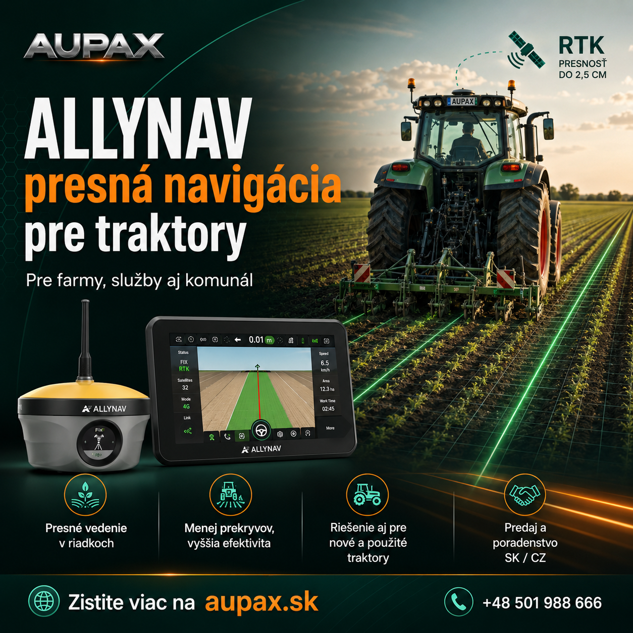 AllyNav presná navigácia pre traktory